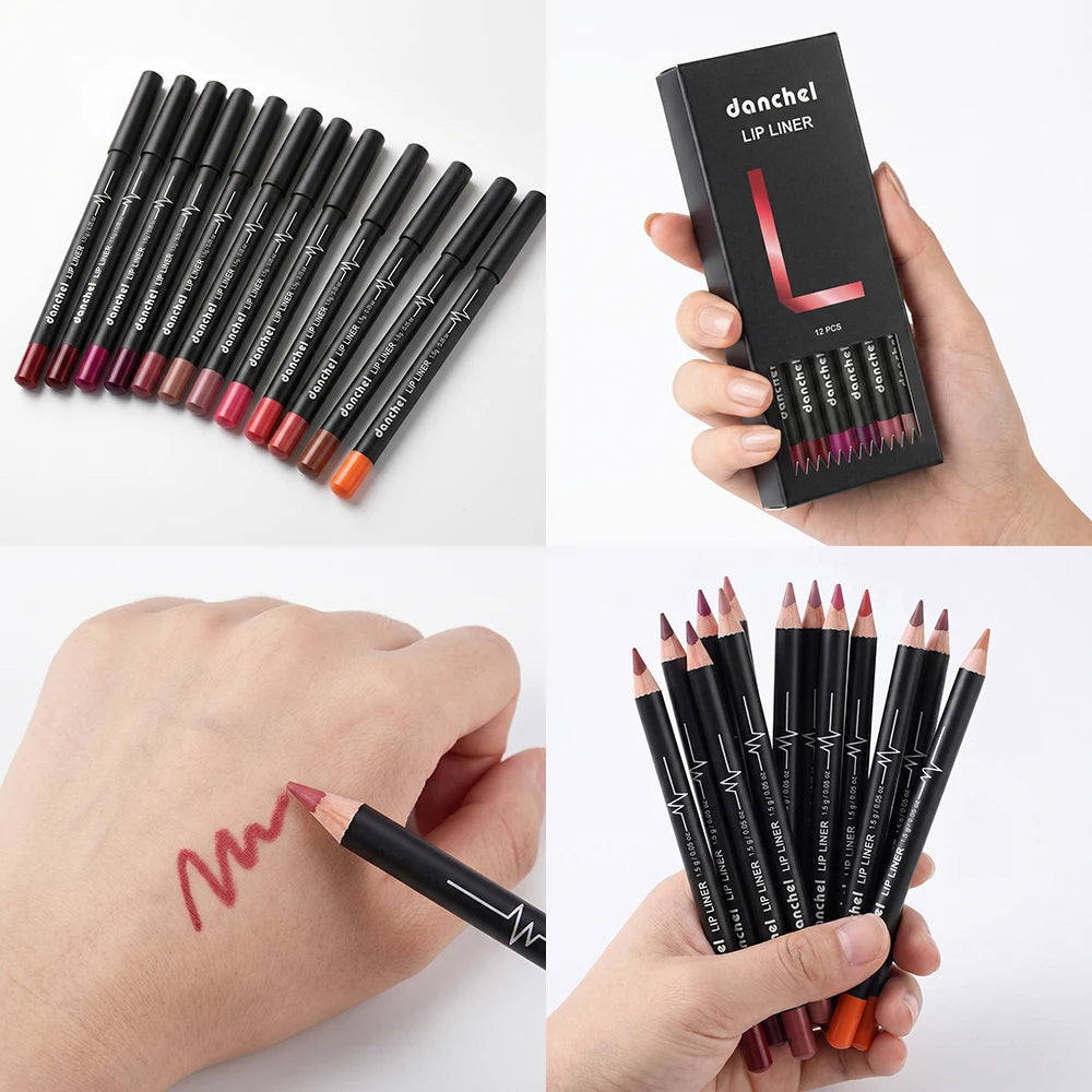 Lip Liner Pencil Set and Matte Contour Makeup for Precise Defined Long Lasting Lips