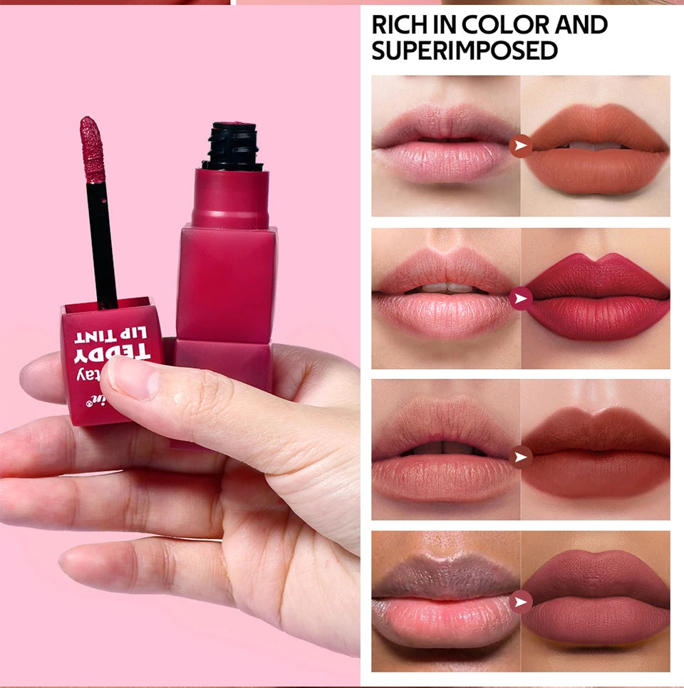 Teddy Lip Tint and Matte Liquid Lipstick for long lasting waterproof natural makeup