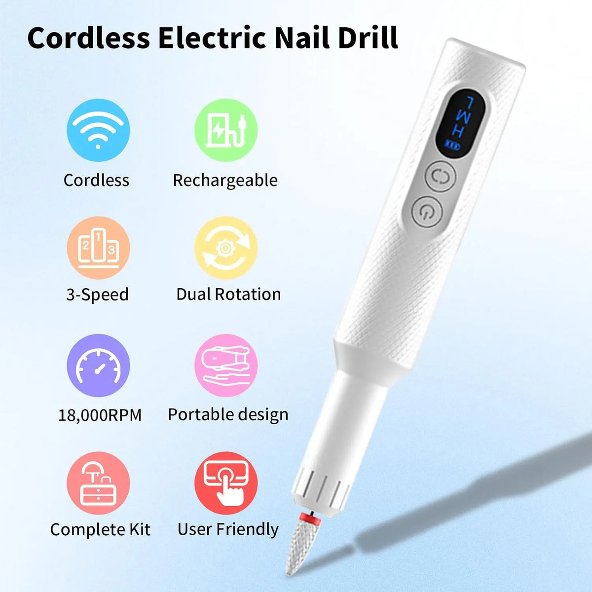 Cordless Nail Drill and Electric Nail File for Salon Quality Manicure at Home