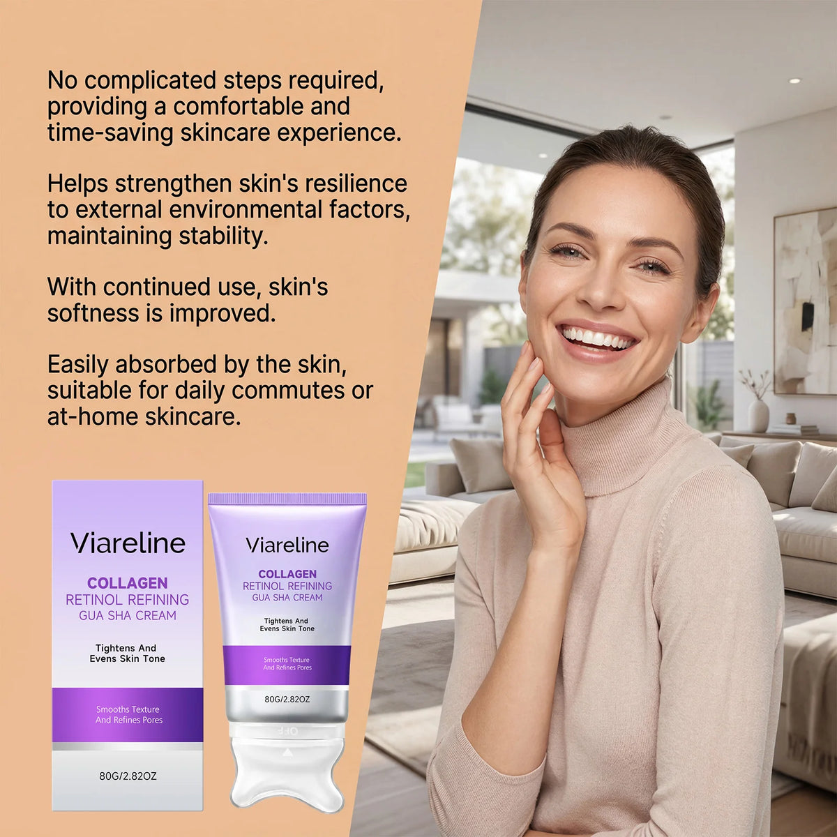Collagen Retinol Gua Sha Cream and Facial Firming Moisturizer for Daily Lifting