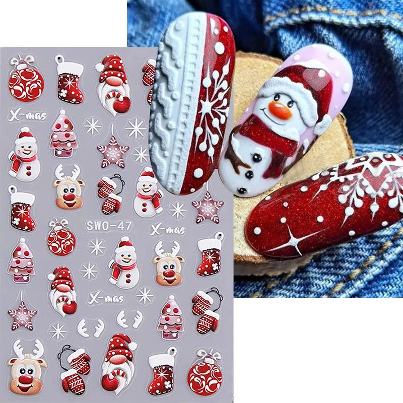 Santa Claus Nail Stickers and Christmas Decals for Winter Holiday Manicure Designs - 5
