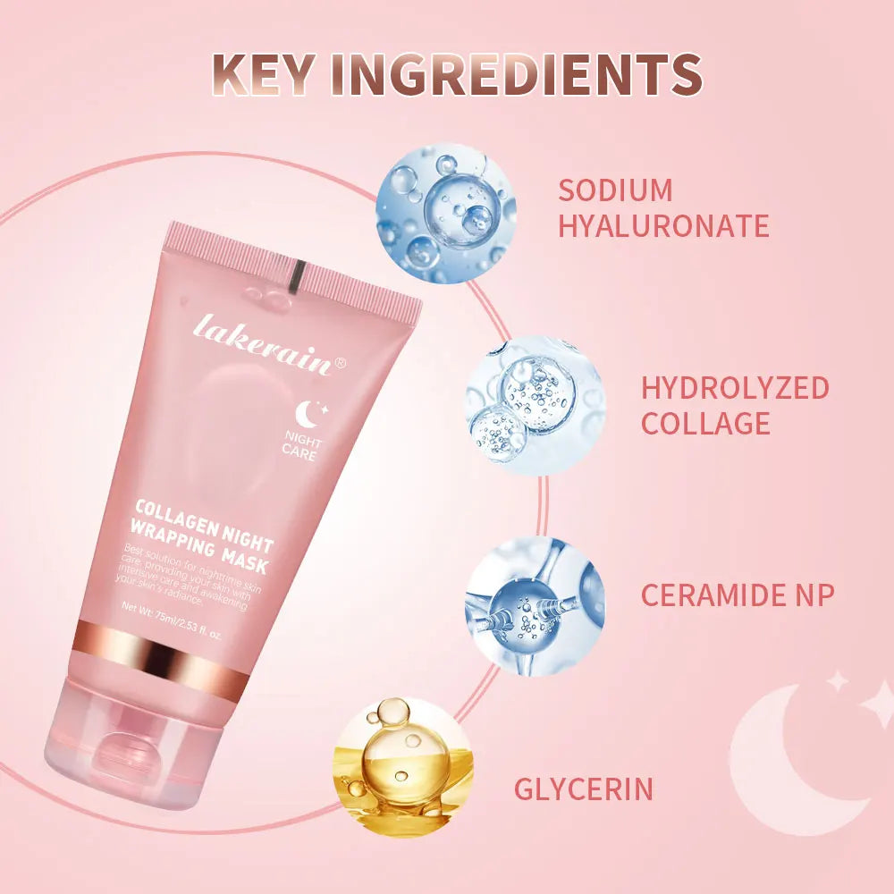Collagen Night Wrapping Mask and Peel Off Facial Treatment for Overnight Repair