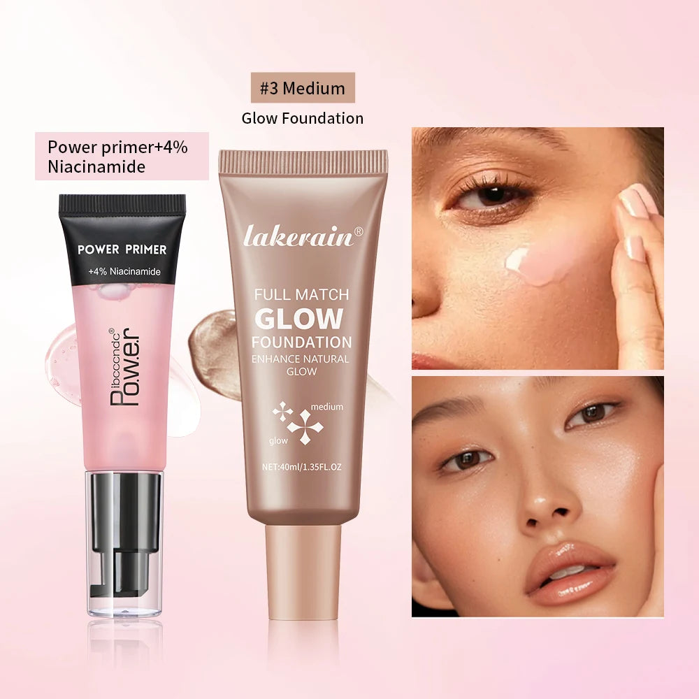 Power Primer and Glow Foundation for smooth radiant skin and daily makeup looks