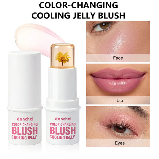Color Changing Jelly Blush and Floral Tint Stick for Natural Daily Makeup