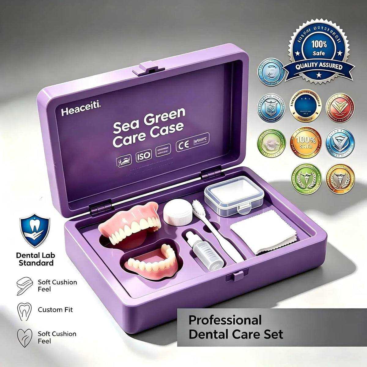 Natural Cosmetic Denture Kit and Fake Teeth Set for Daily Smile Comfort Fit
