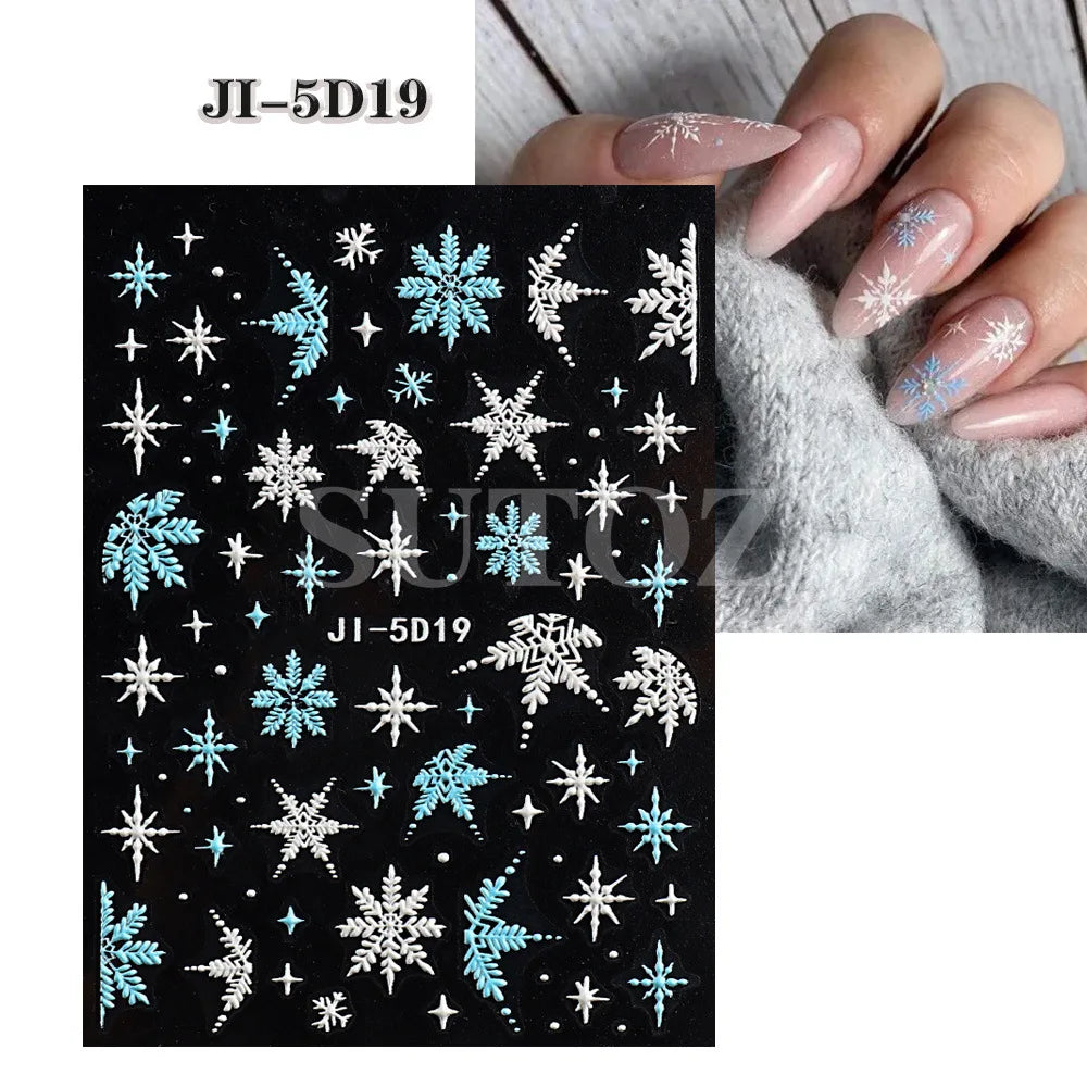 Christmas Nail Stickers and Winter Snowflake Nail Decals for Holiday Art - 15