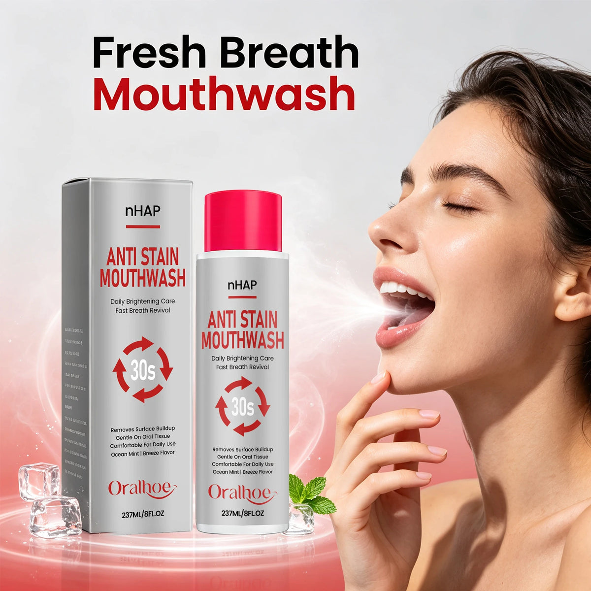 Anti Stain Mouthwash and Teeth Whitening Rinse for Daily Oral Hygiene and Fresh Breath