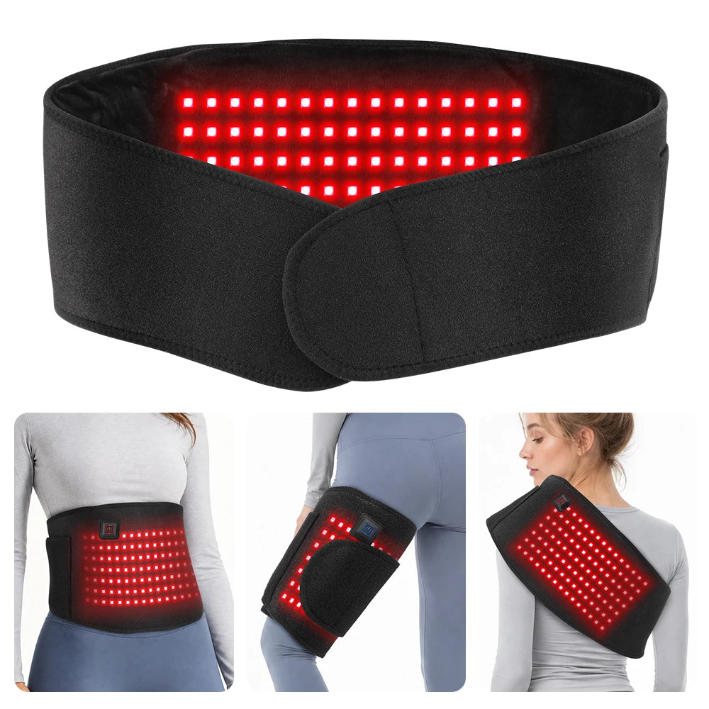 Red Light Waist Belt and Heating Pad for Muscle Relief at Home or the Office