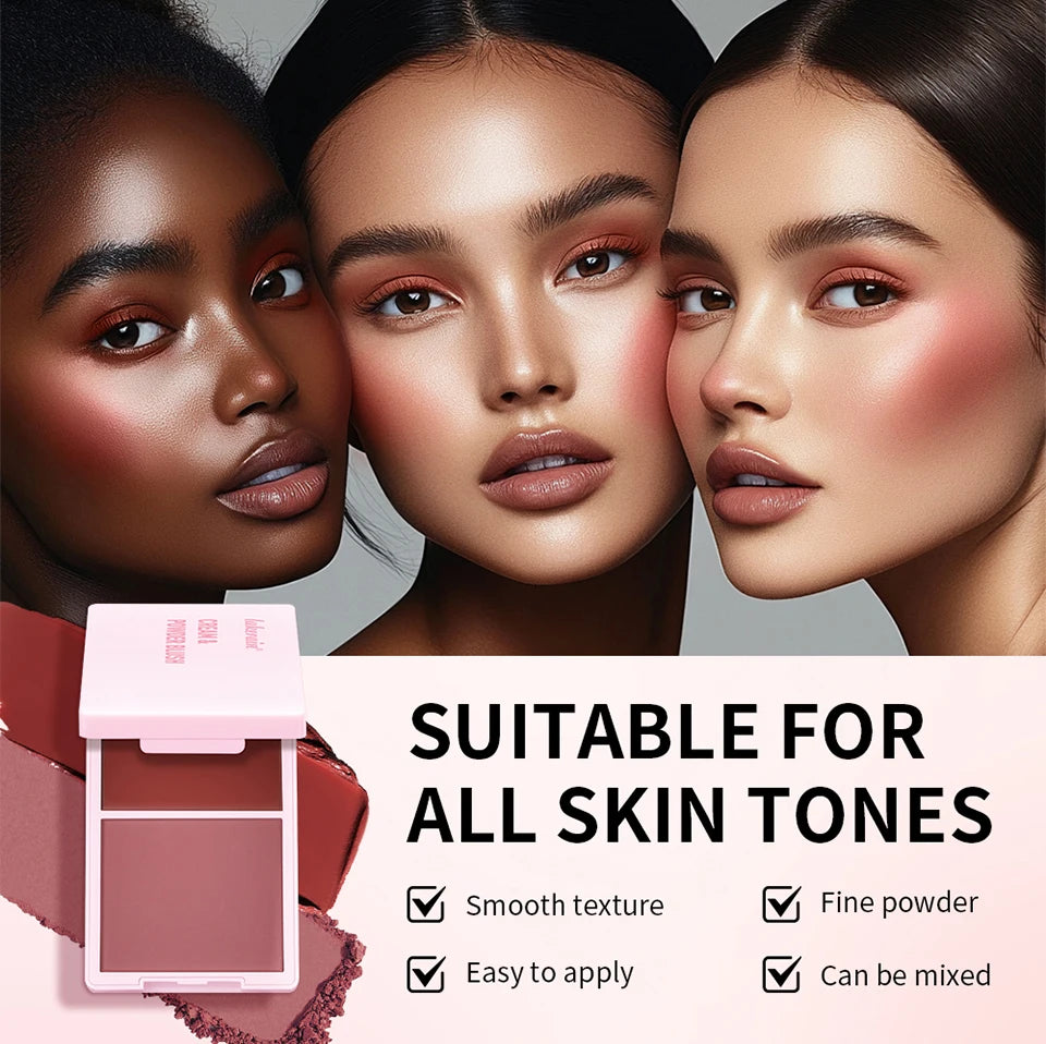 Cream and Powder Blush duo for a flawless long lasting natural makeup glow