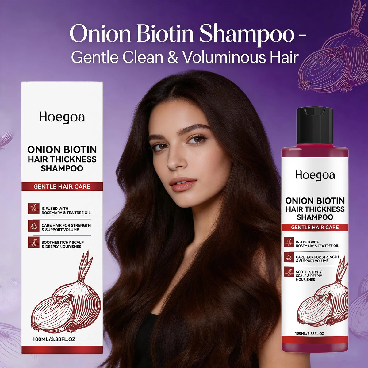 Onion Biotin Shampoo and Hair Growth Cleanser for Thicker Looking Voluminous Hair