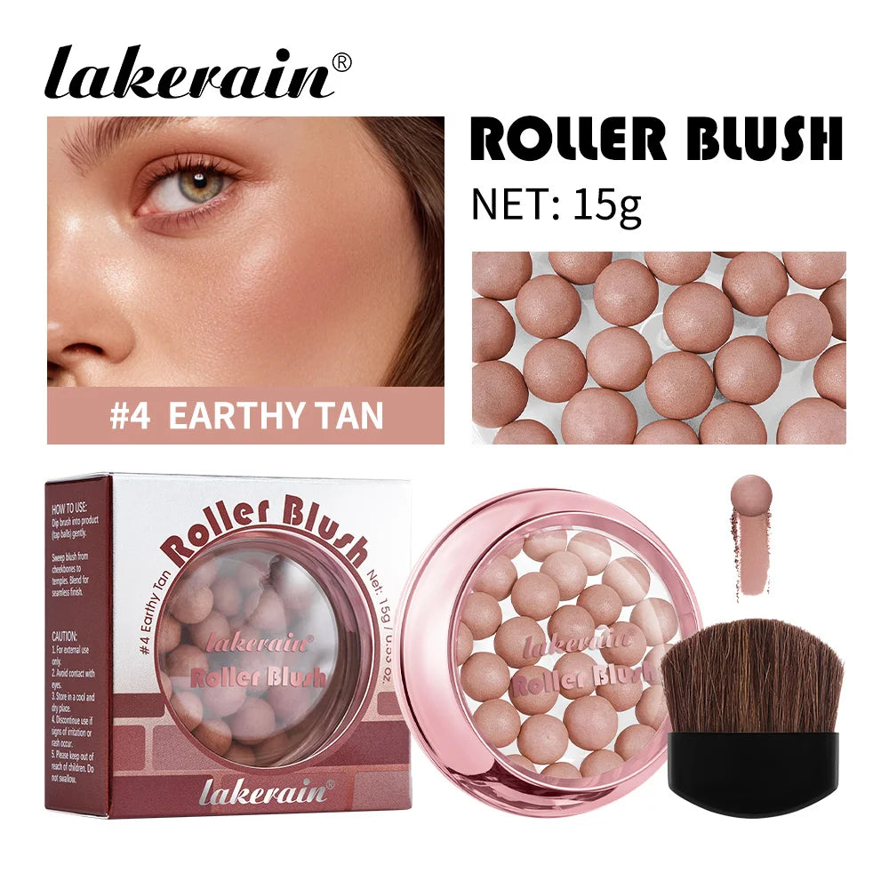 Roller Blush and Shimmer Powder Beads for Natural Glowing Cheek Makeup
