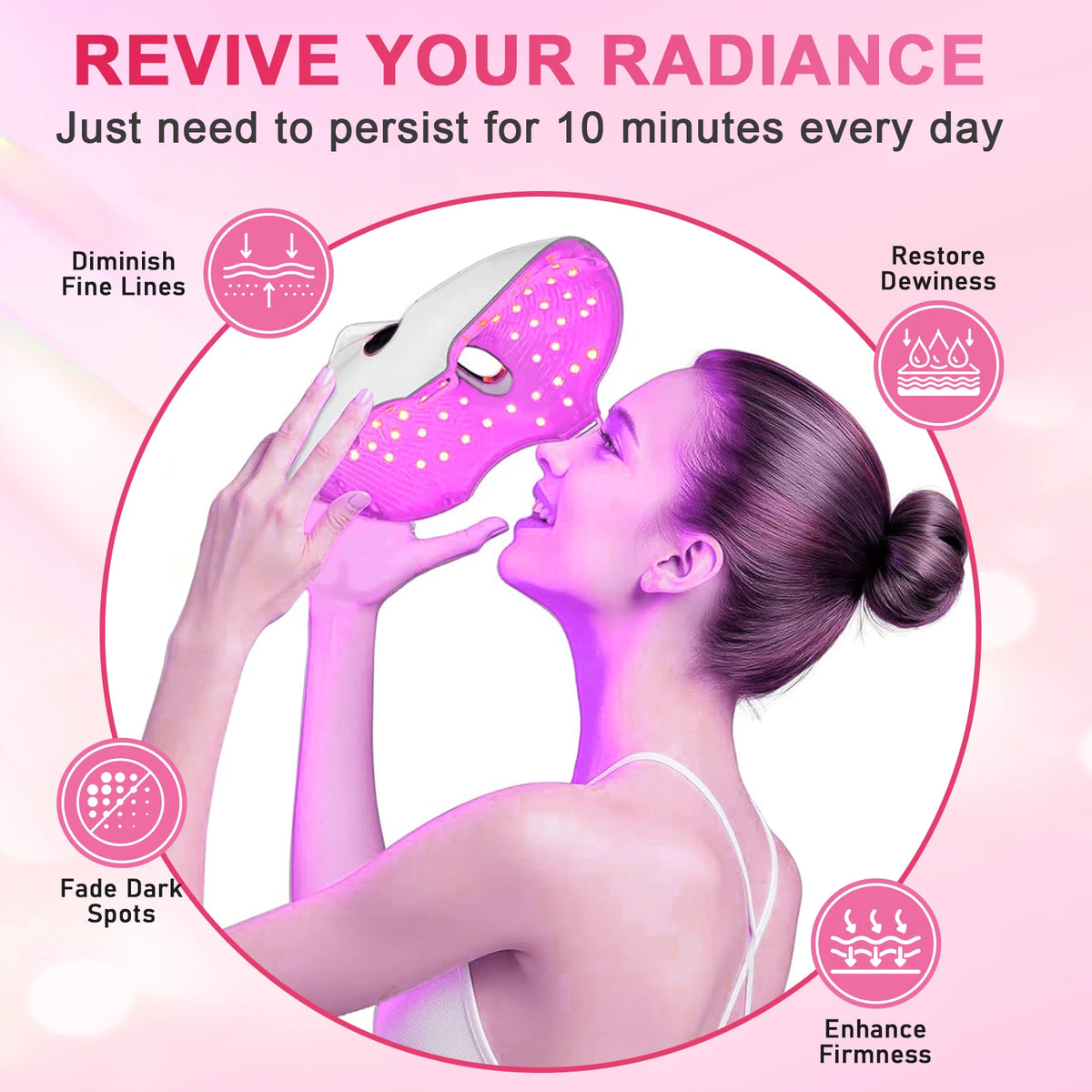 LED Photon Facial Mask and Light Therapy Device for Home Skin Rejuvenation