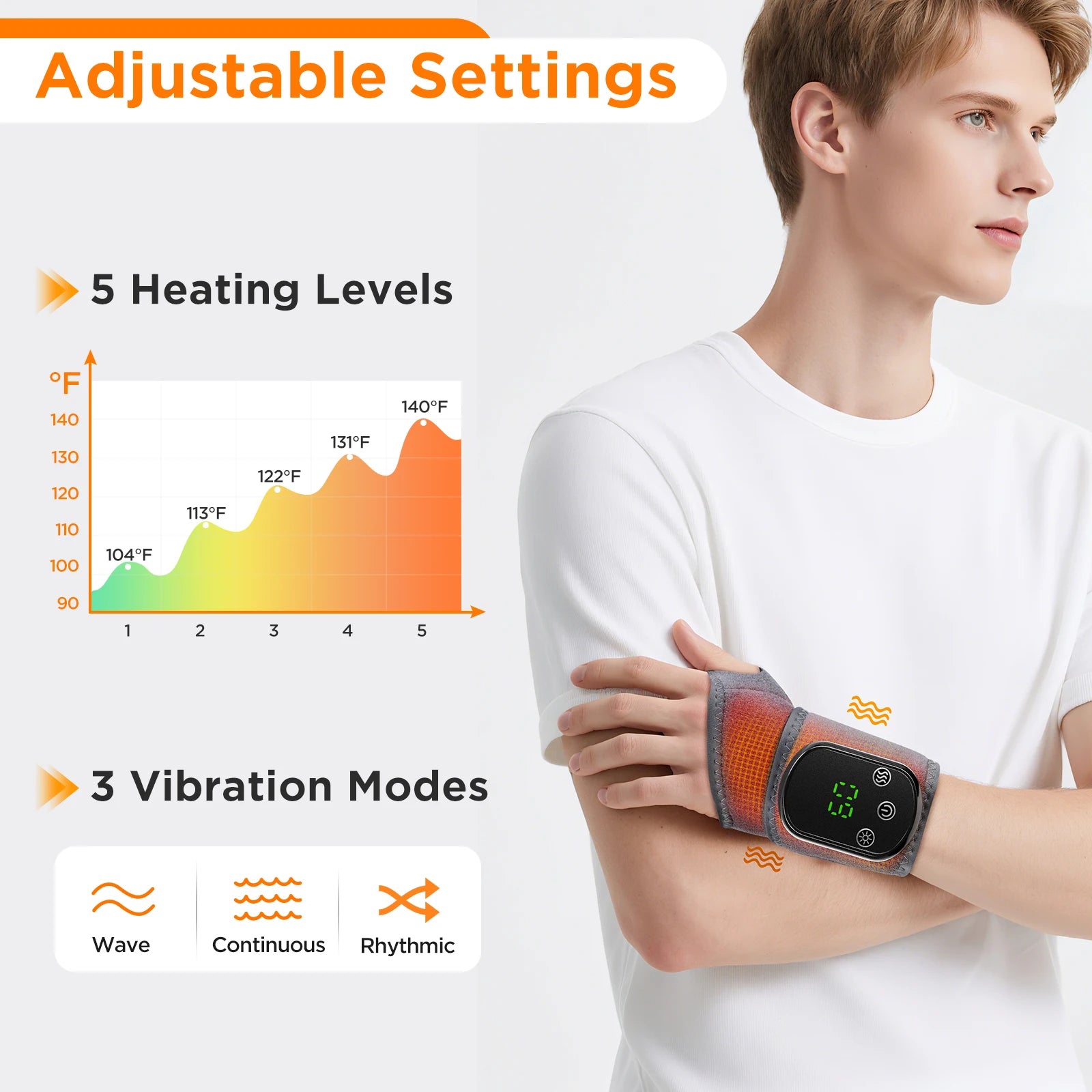 Heated Wrist Brace and Vibration Massager for Daily Relief and Office Comfort - 7