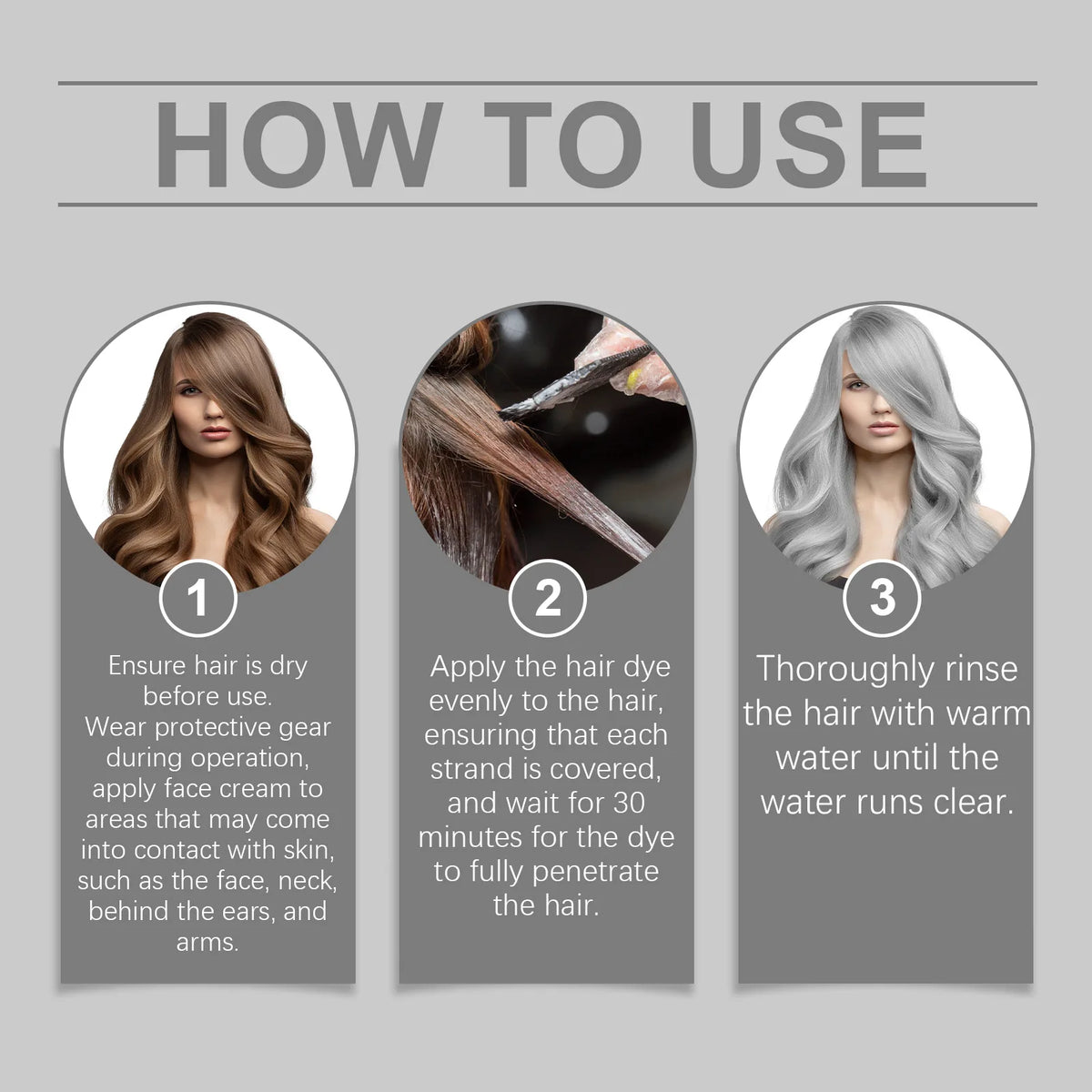 Permanent Silver Hair Dye and Gray Hair Color Cream for Salon Quality Results