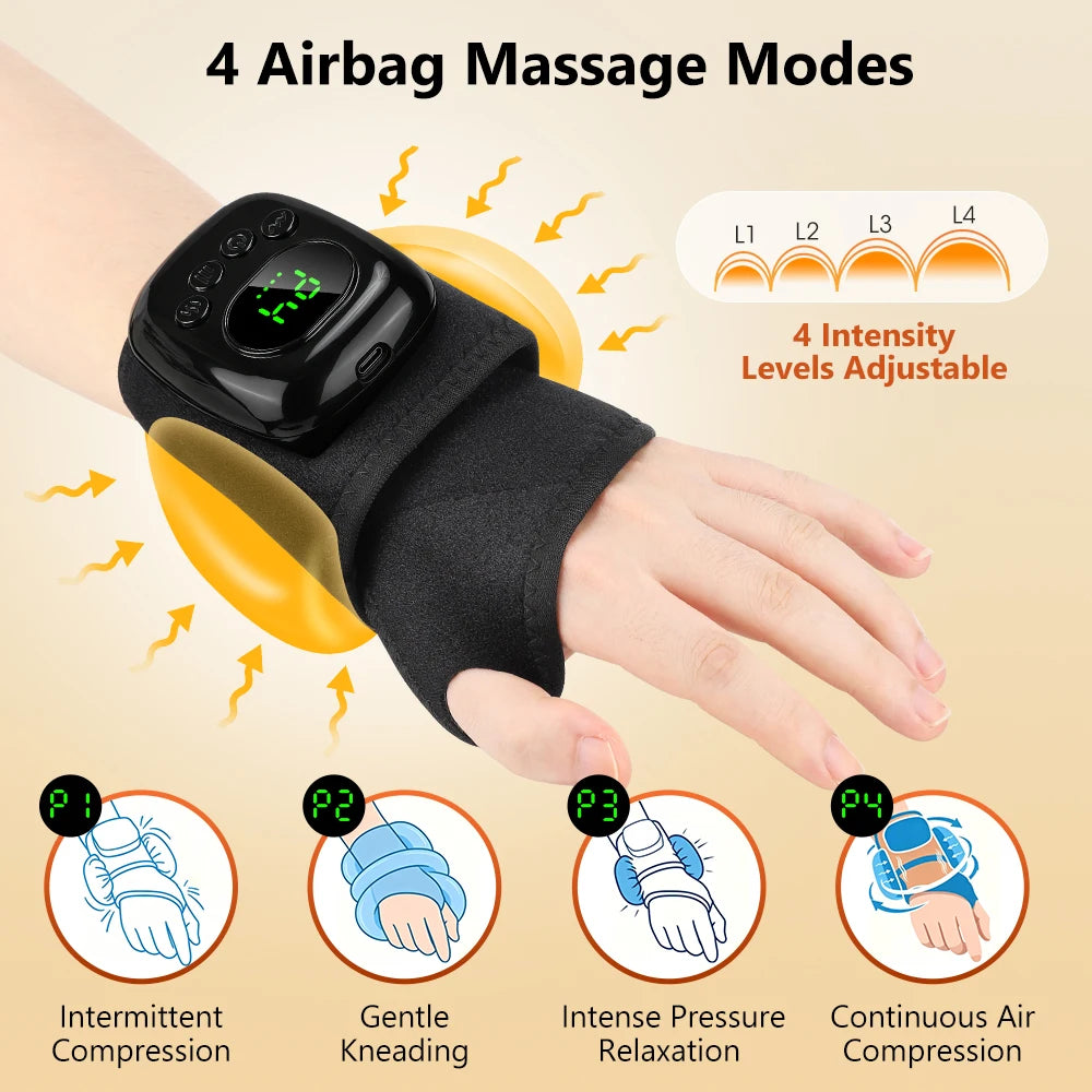 Cordless Wrist Massager and Heated Hand Wrap for Daily Relaxation and Muscle Relief