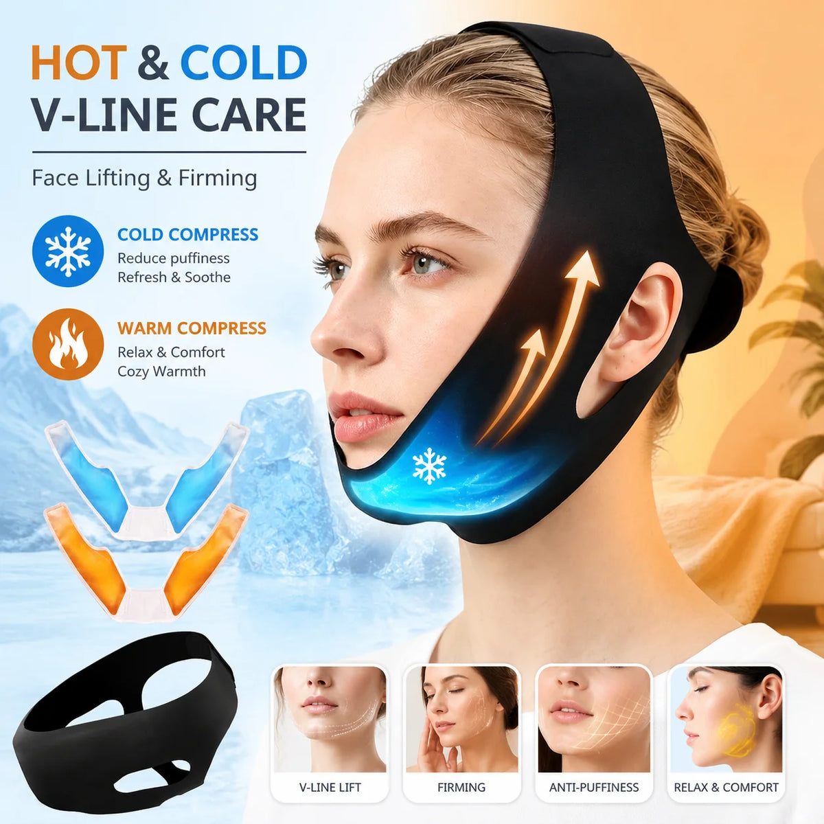 Face Ice Pack and V Line Lifting Bandage for Postoperative Care and Daily Beauty