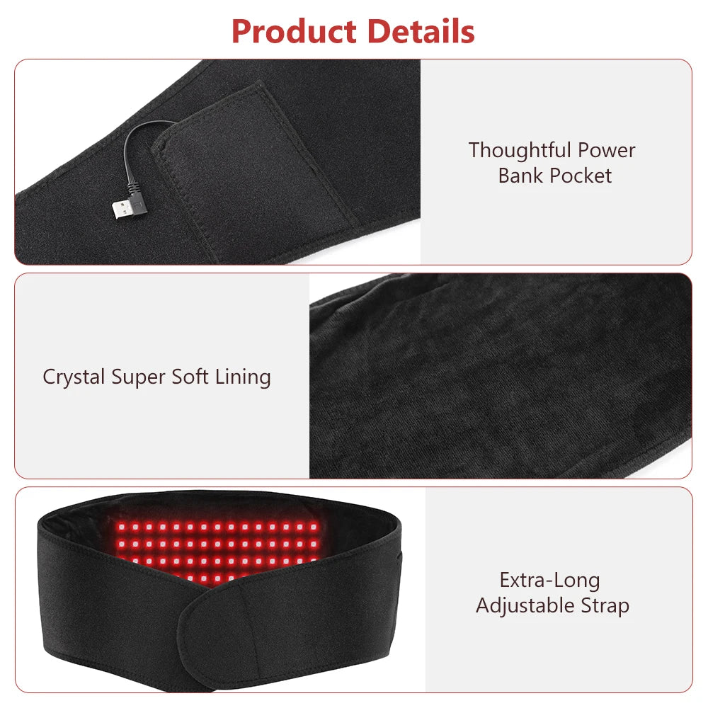 Red Light Waist Belt and Heating Pad for Muscle Relief at Home or the Office - 14