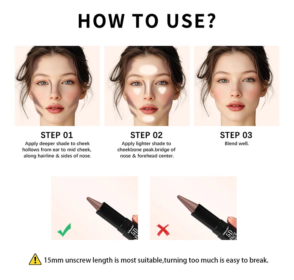 Dual Ended Contour Stick and Face Highlighter for Perfect Sculpted Makeup Looks - 13