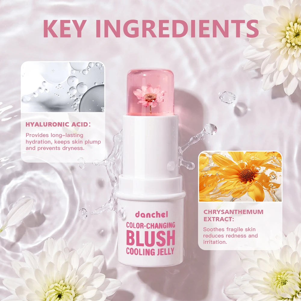Color Changing Jelly Blush and Floral Tint Stick for Natural Daily Makeup
