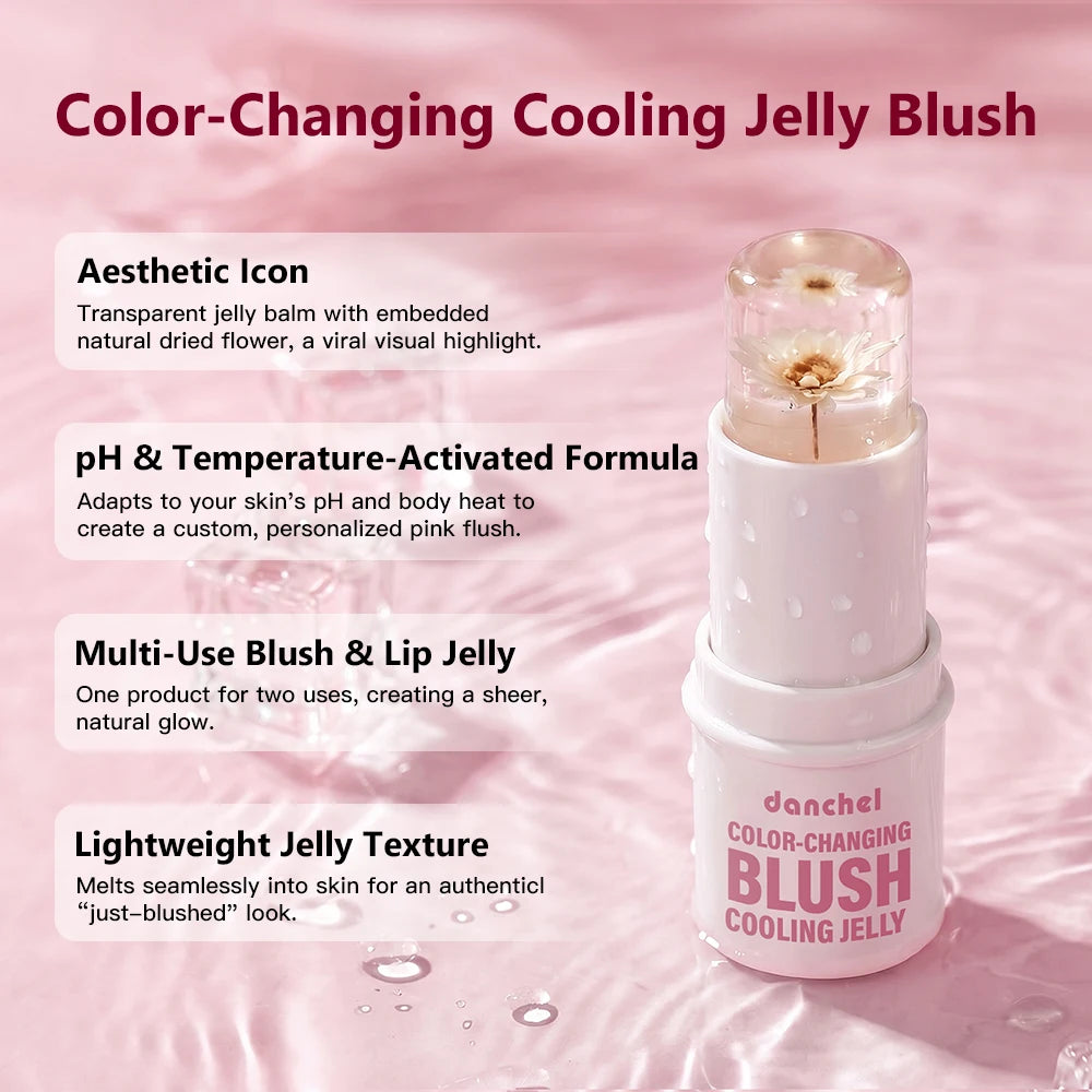 Color Changing Jelly Blush and Floral Tint Stick for Natural Daily Makeup - 9
