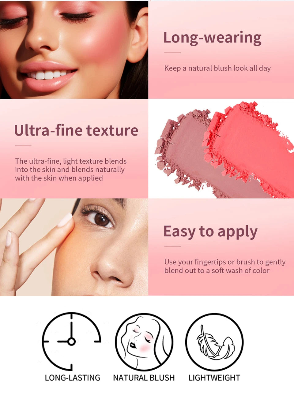 Embossed Blush Palette and Matte Face Makeup for a Natural Glowing Complexion