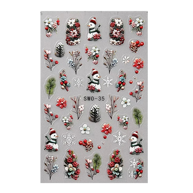 Santa Claus Nail Stickers and Christmas Decals for Winter Holiday Manicure Designs - 7