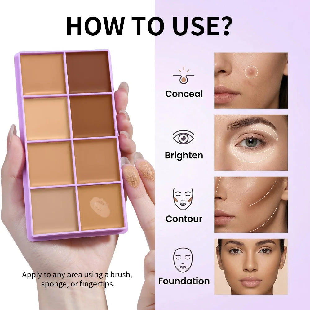 Cream Concealer Palette and Contour Kit for Flawless Makeup and Full Coverage
