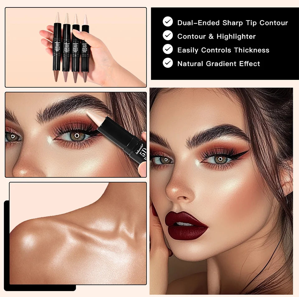 Dual Ended Contour Stick and Face Highlighter for Perfect Sculpted Makeup Looks - 10