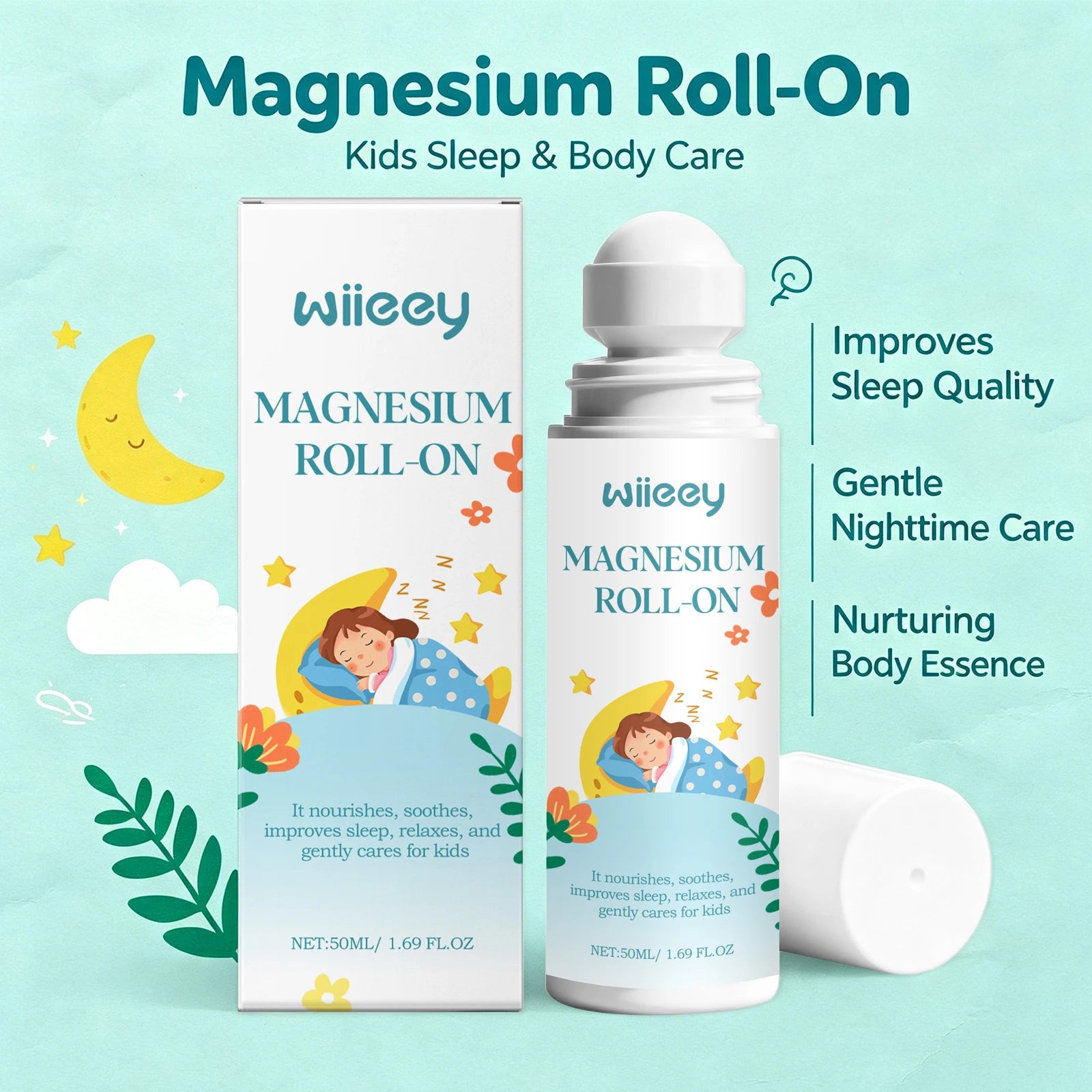 Magnesium Roll On and Sleep Calming Roller for Kids Bedtime Routine Body Relaxation - 2