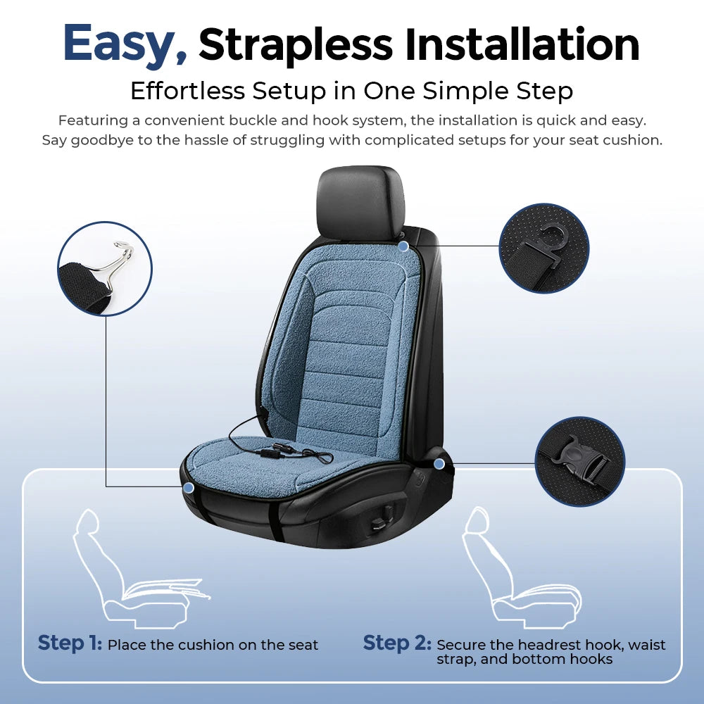 Heated Car Seat Cover and Thermal Cushion for Cold Winter Commuting Drivers - 5