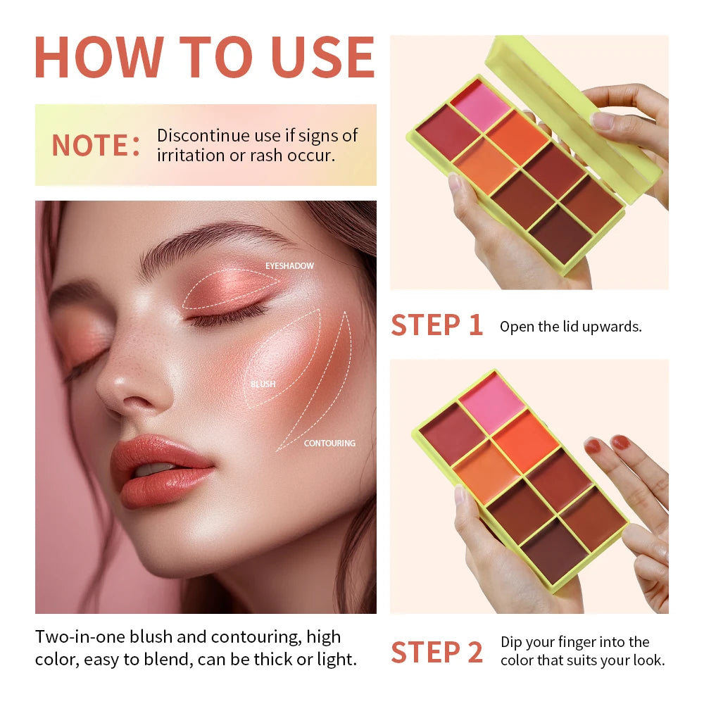 Cream Highlighter Palette and Makeup Blush Set for Professional Sculpting Looks - 6