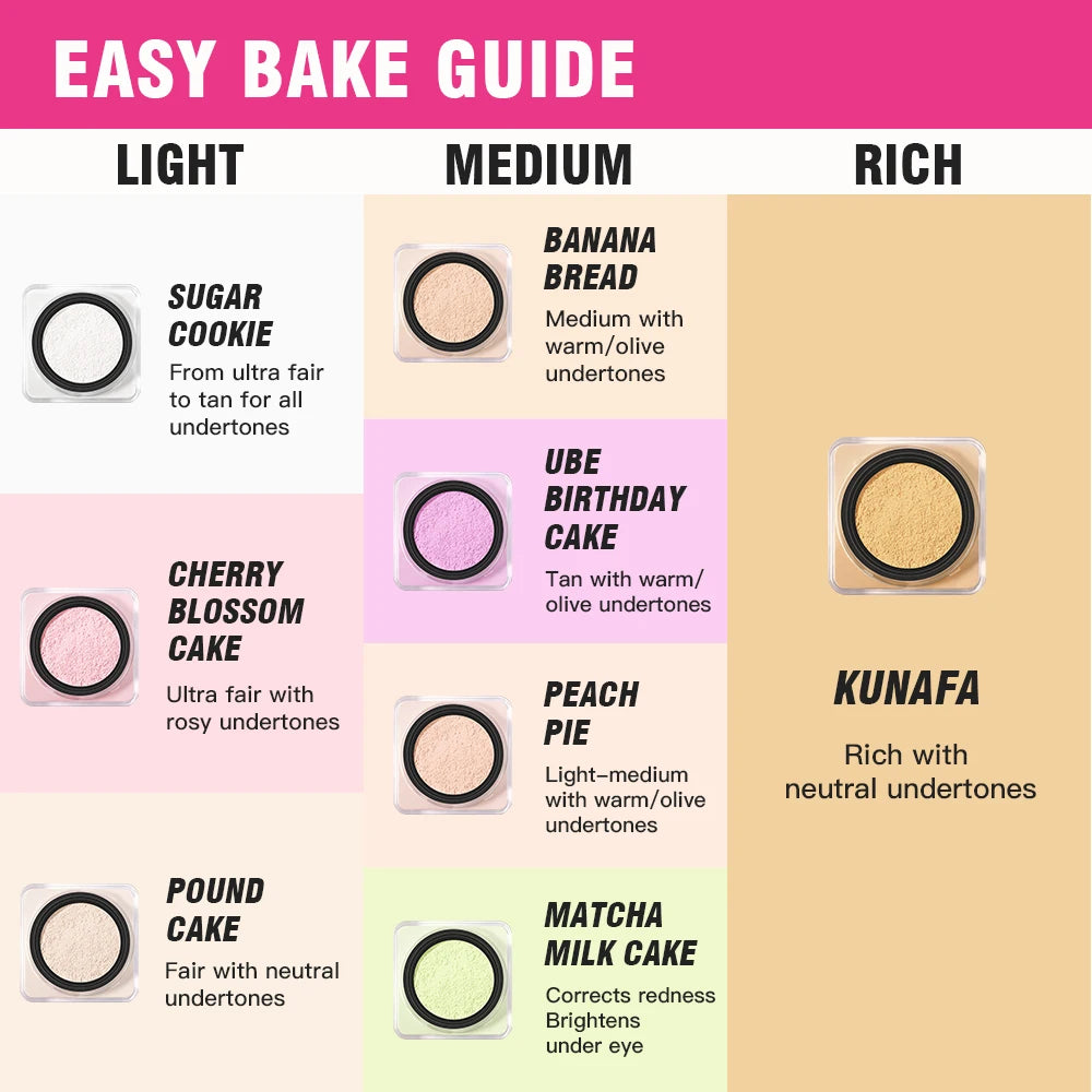 Loose Baking Setting Powder and Face Finishing Makeup for Long Lasting Matte Looks