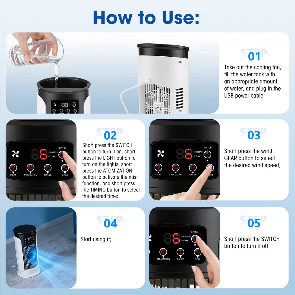 Portable Air Cooling Fan and Desktop Humidifier for Office and Home Cooling
