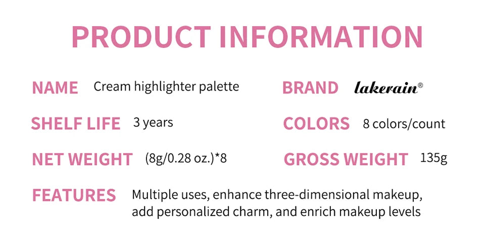 Cream Highlighter Palette and Makeup Blush Set for Professional Sculpting Looks