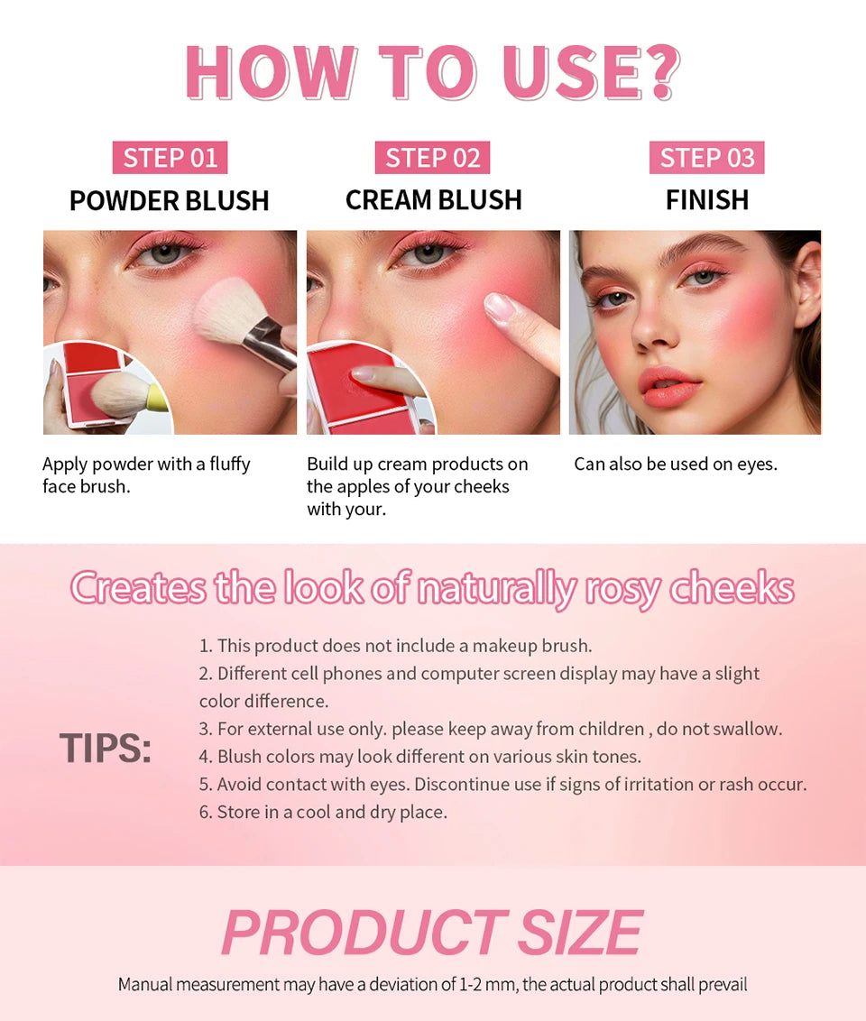 Cream and Powder Blush duo for a flawless long lasting natural makeup glow