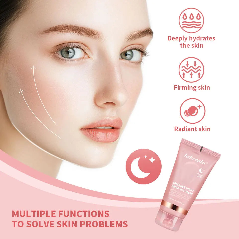 Collagen Night Wrapping Mask and Peel Off Facial Treatment for Overnight Repair