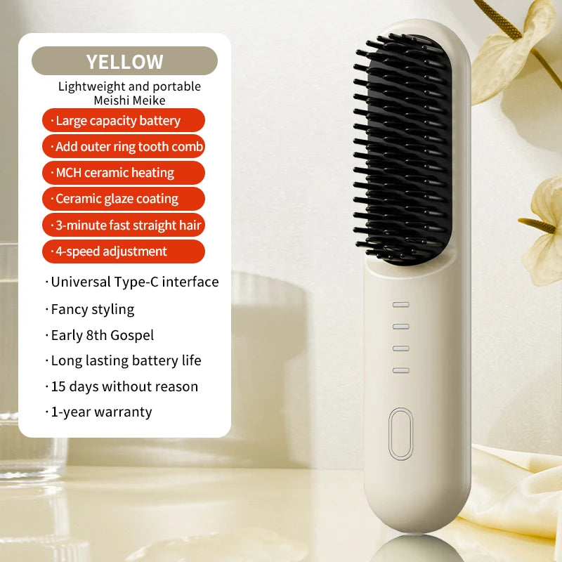 Hair Straightening Brush and Heated Smoothing Comb for Quick Daily Styling - 27