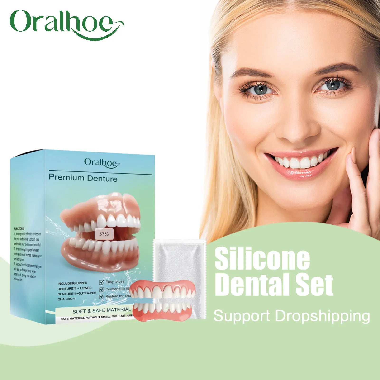 Silicone Denture Set and Temporary False Teeth for Improving Your Smile and Confidence - 1