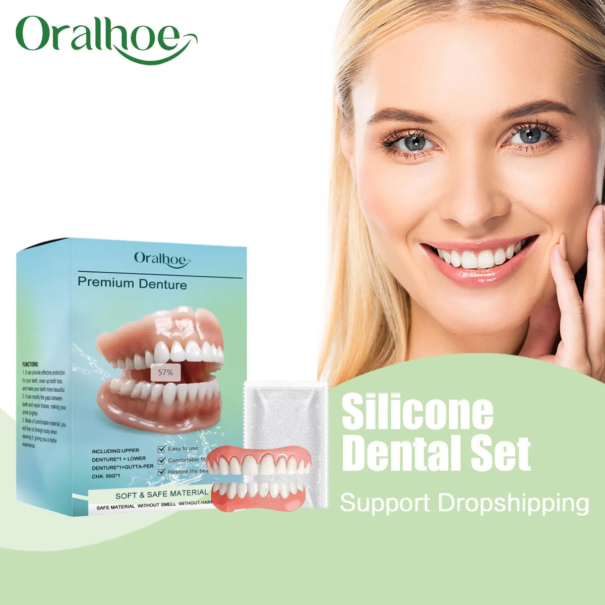 Silicone Denture Set and Temporary False Teeth for Improving Your Smile and Confidence