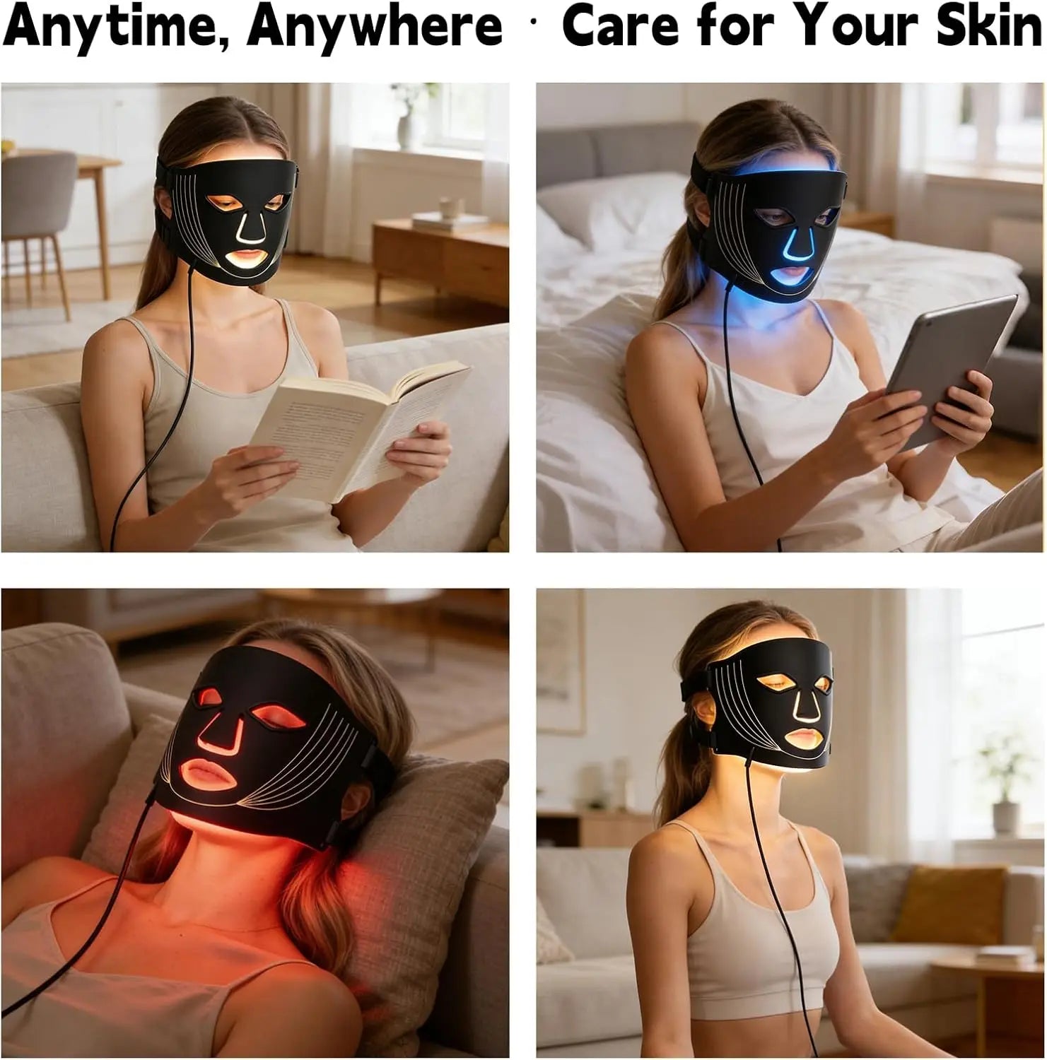 LED Face Mask and Light Therapy Device for Professional Skincare at Home Treatments - 6