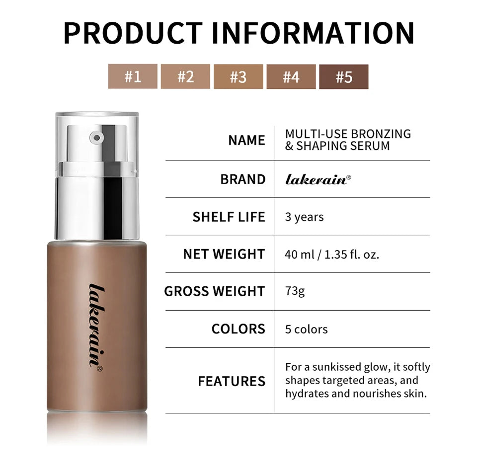 Multi Use Bronzing Serum and Liquid Face Foundation for Daily Makeup and Contouring - 18