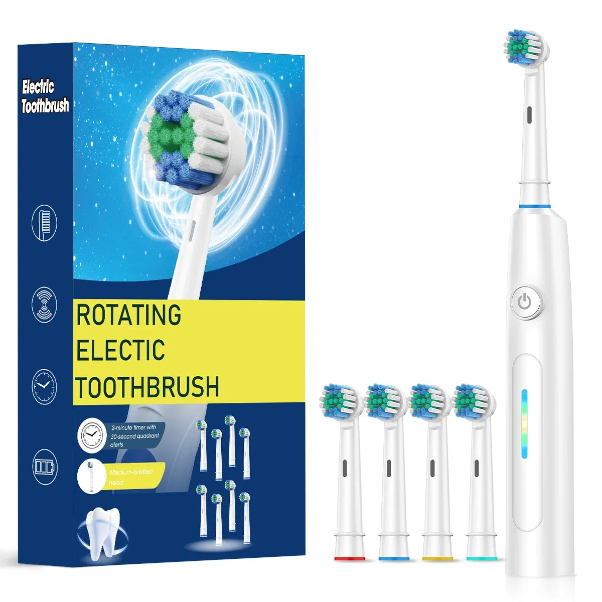 Rotating Electric Toothbrush and Rechargeable Dental Cleaner for Adults