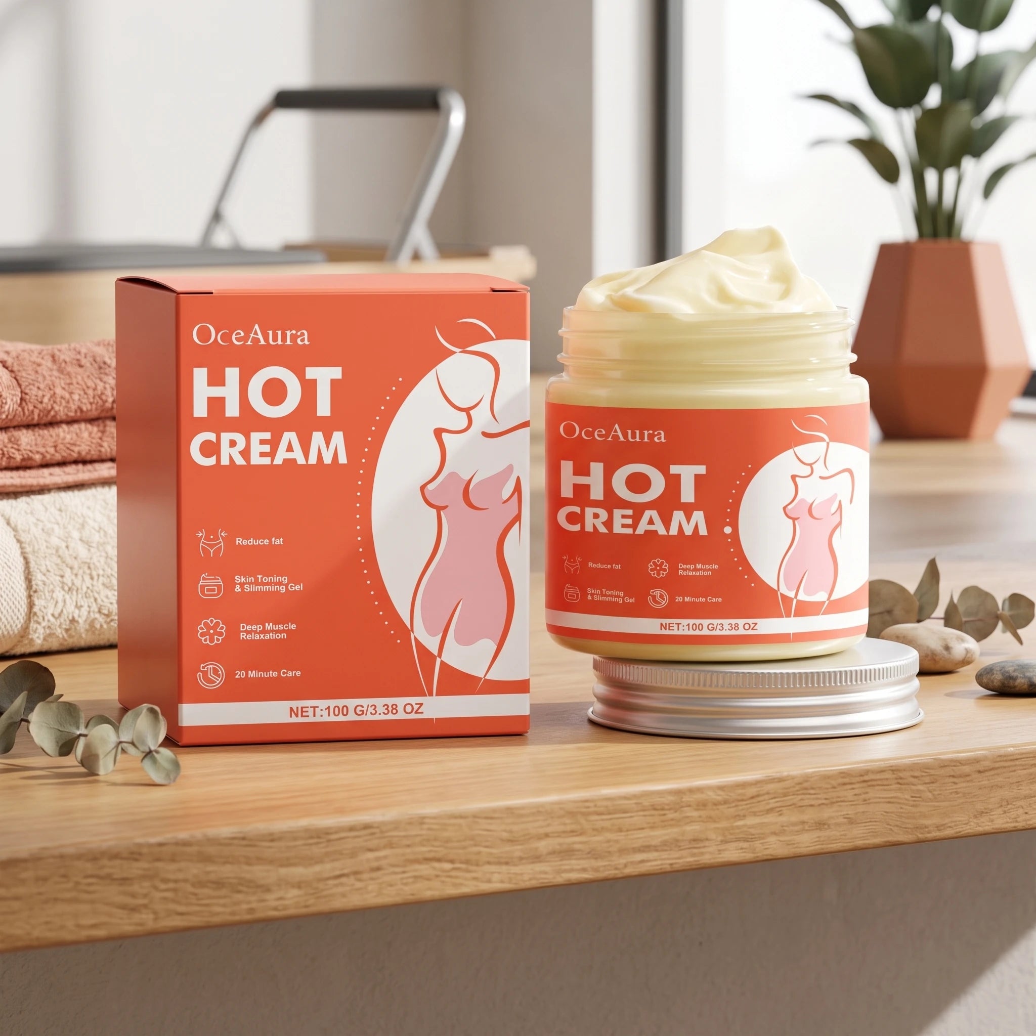 Hot Cream and Cellulite Massage Gel for Body Slimming and Skin Tightening - 2