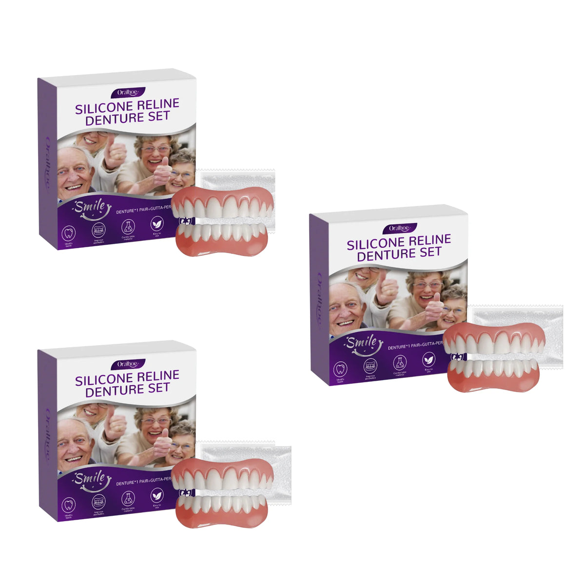 Cosmetic Denture Kit and Fake Teeth Set for a Natural Smile and Confident Look