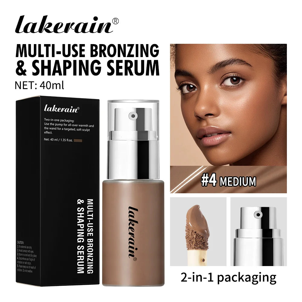 Multi Use Bronzing Serum and Liquid Face Foundation for Daily Makeup and Contouring