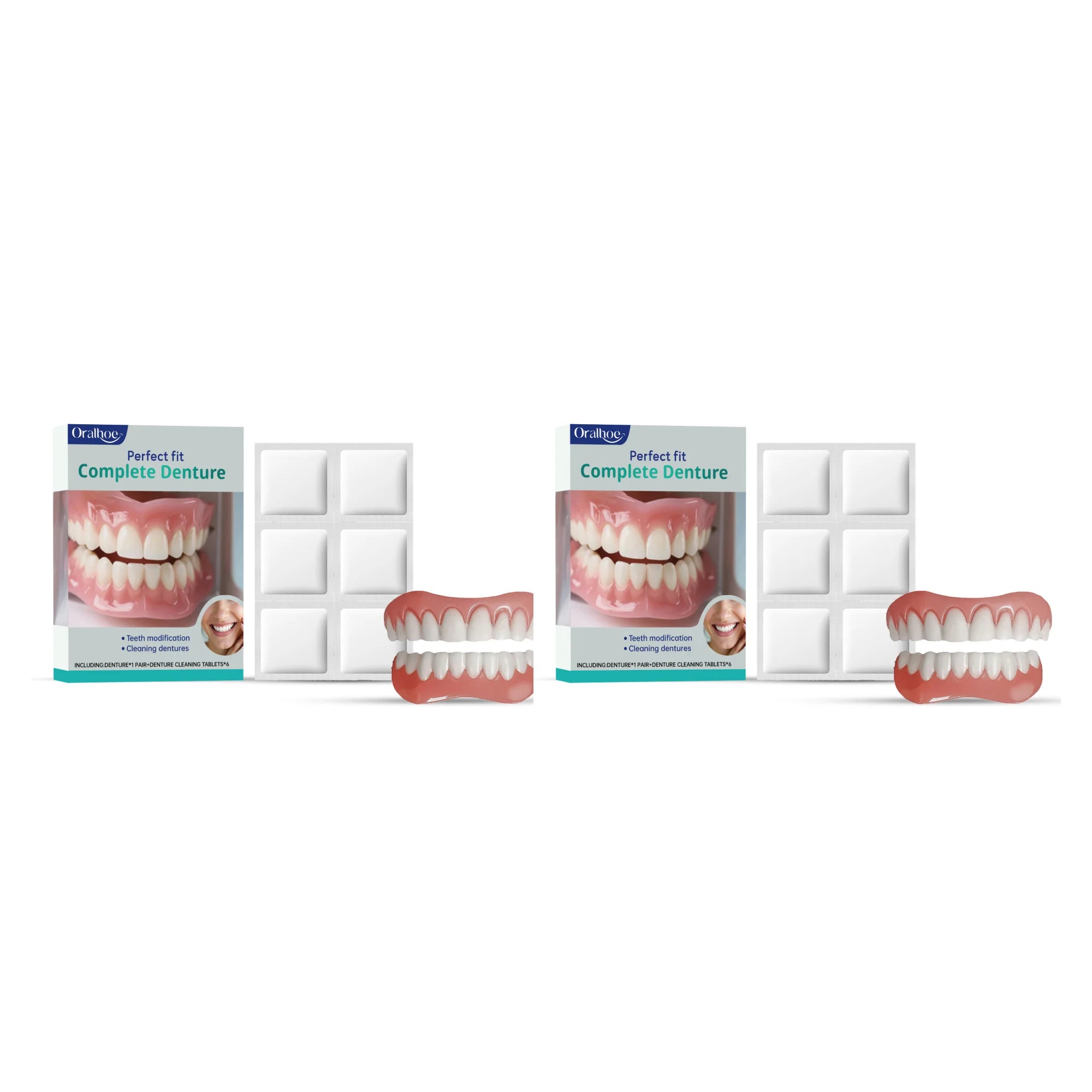 Cosmetic Denture Kit and Fake Teeth Set for Covering Missing or Stained Teeth - 14