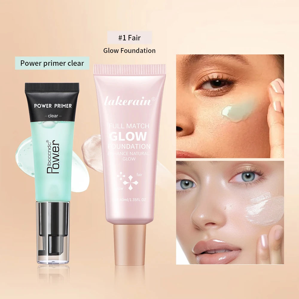Powder Grip Primer and Glow Foundation Set for radiant everyday makeup looks