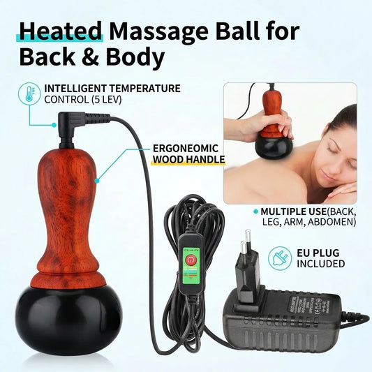 Electric Hot Stone Massager and Heated Bian Stone Tool for Full Body Relaxation