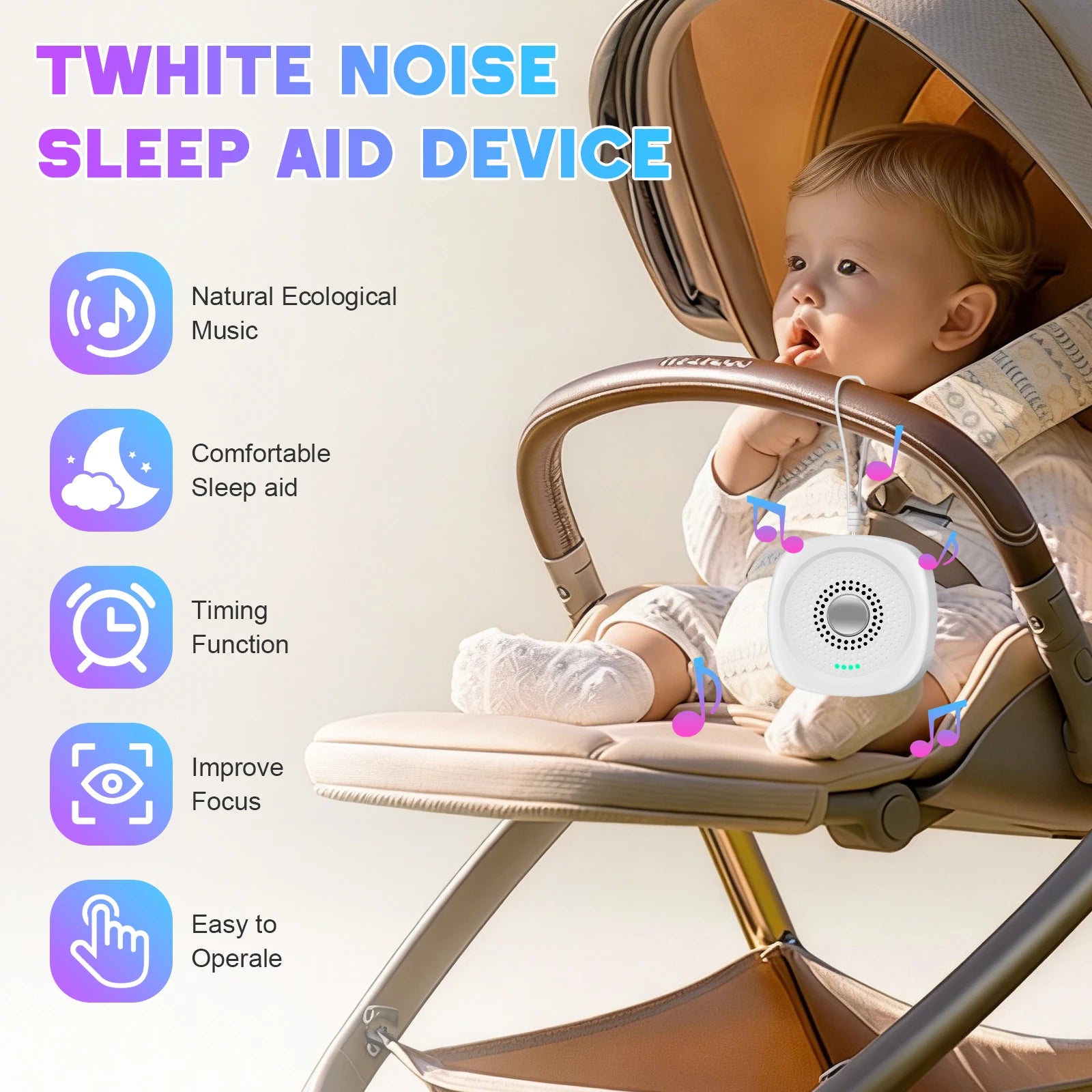 Portable Sleep Aid Device and White Noise Sound Machine for Babies and Adults - 2