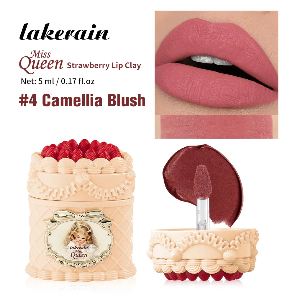 Strawberry Cake Lip Mud and Matte Lip Cream for Long Lasting Velvet Makeup